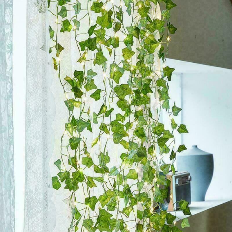 Artificial Ivy-Garland Fake Greenery-Plant with LED Lights Vine Ivy Leaf Hanging