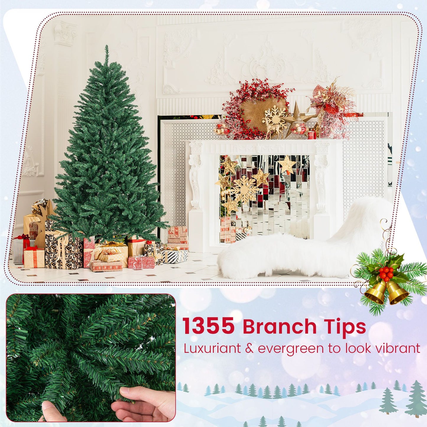 180/225Cm Artificial Christmas Tree with PVC Branch Tips