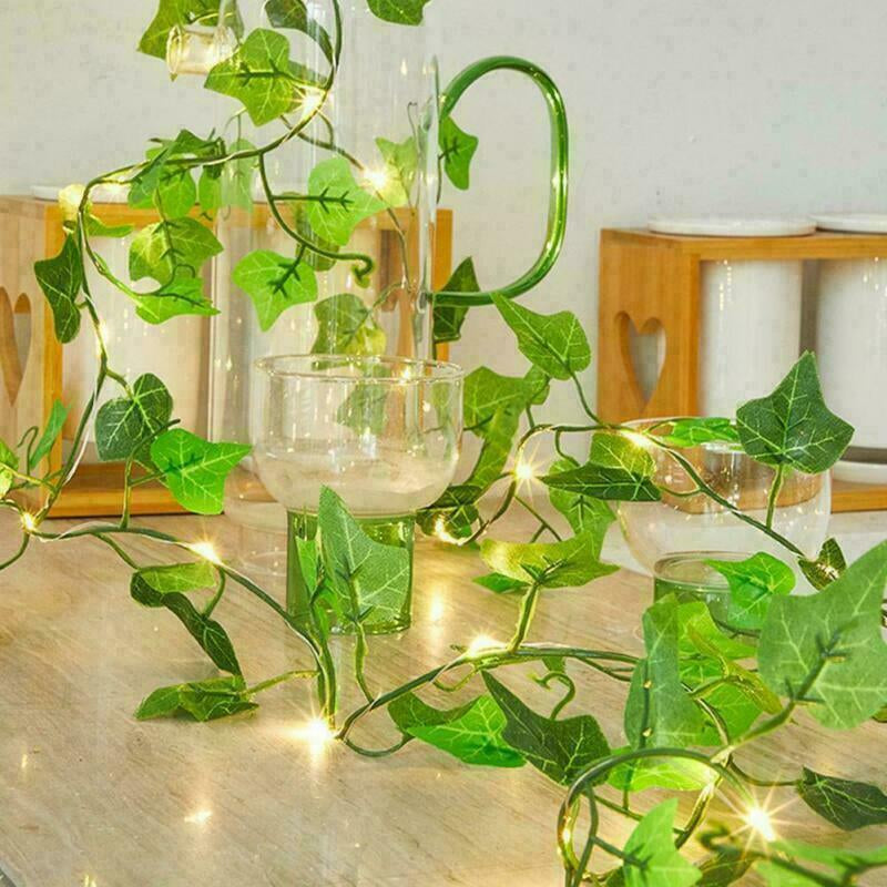 Artificial Ivy-Garland Fake Greenery-Plant with LED Lights Vine Ivy Leaf Hanging