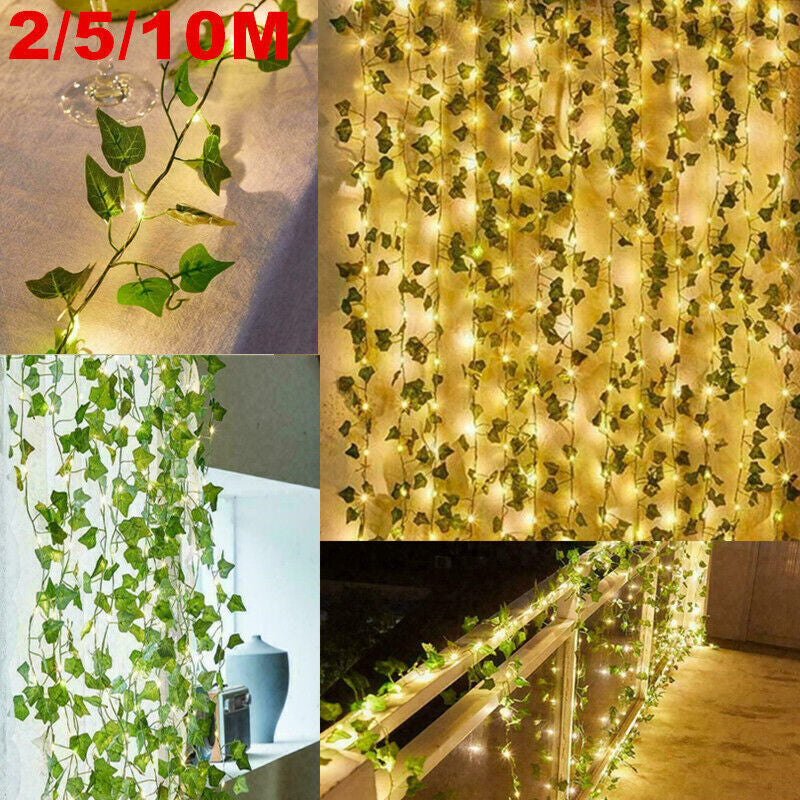 Artificial Ivy-Garland Fake Greenery-Plant with LED Lights Vine Ivy Leaf Hanging