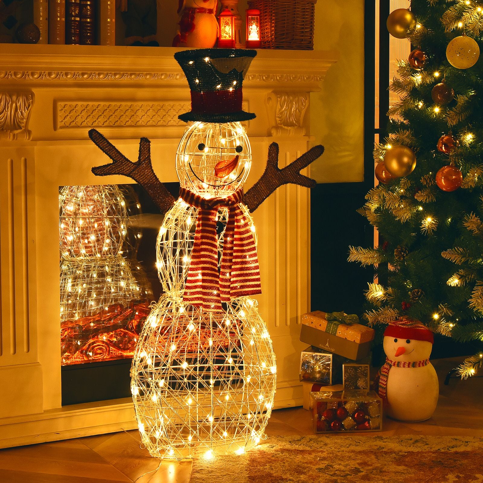 Pre-Lit Lighted Standing Snowman Christmas Decoration with Ground Stakes