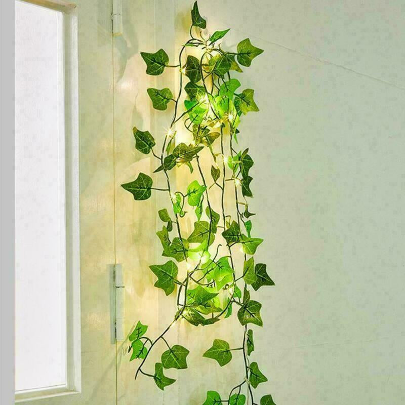 Artificial Ivy-Garland Fake Greenery-Plant with LED Lights Vine Ivy Leaf Hanging