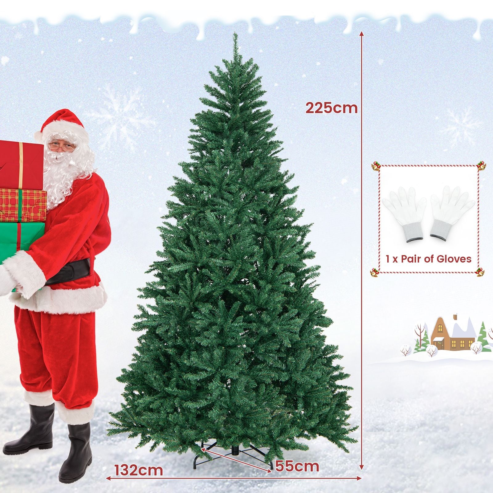 180/225Cm Artificial Christmas Tree with PVC Branch Tips