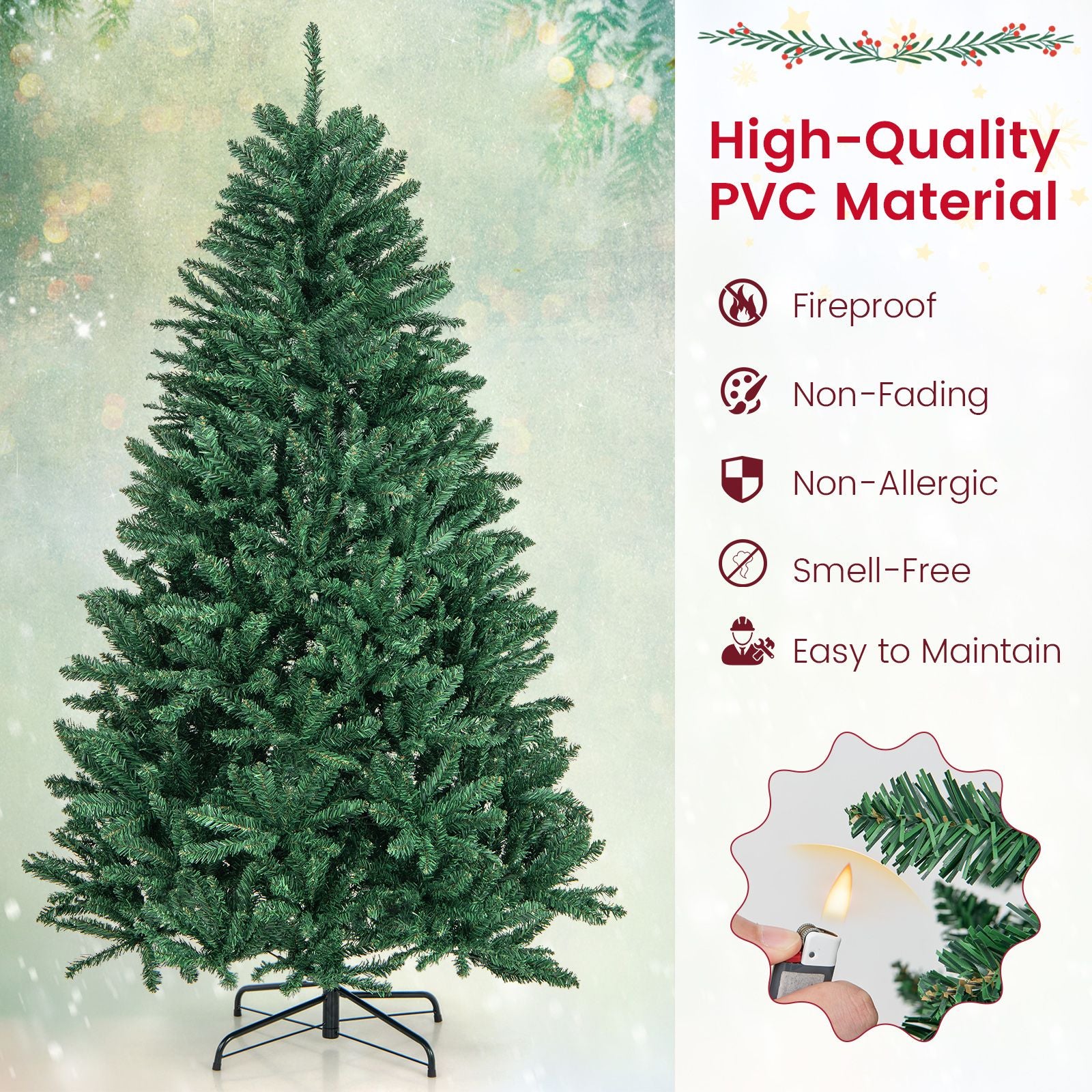 180/225Cm Artificial Christmas Tree with PVC Branch Tips